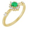 14K Yellow Chatham Created Emerald and .167 CTW Diamond Ring Ref. 15641429